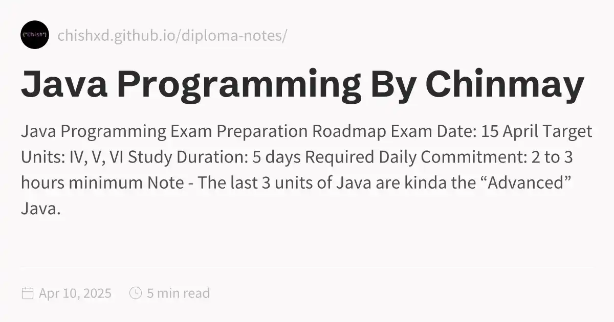 Java Programming By Chinmay